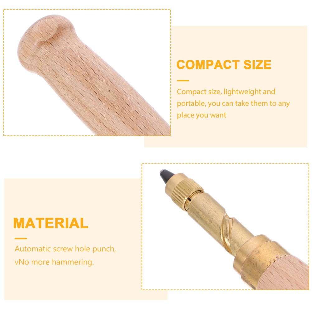 6Pcs Reusable Japanese Hole Punch Kit with Wooden Handle Brass Tips