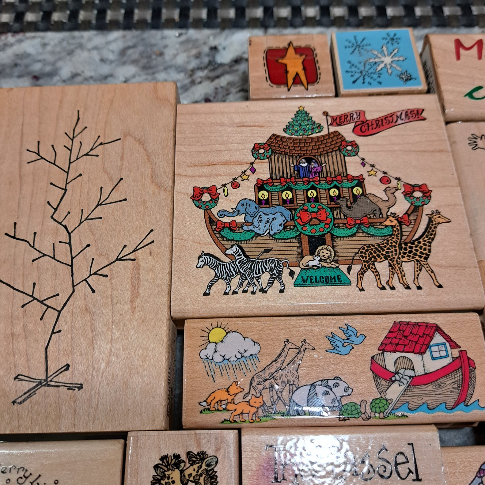 25 Rubber Wooden Stamps Mixed Lot Various Sizes & Themes