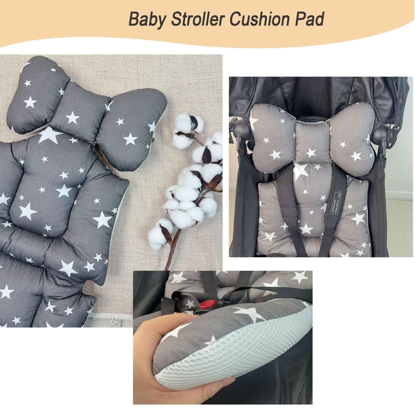 LLUFO Baby Stroller Seat Cushion Cotton Thick Mattress Pad Liner Universal