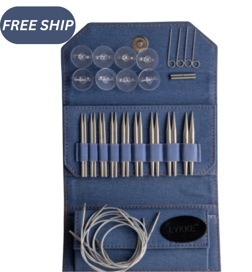 Lykke Flight 3.5 Inch Interchangeable Needle Set Blue Denim Case Free Shipping