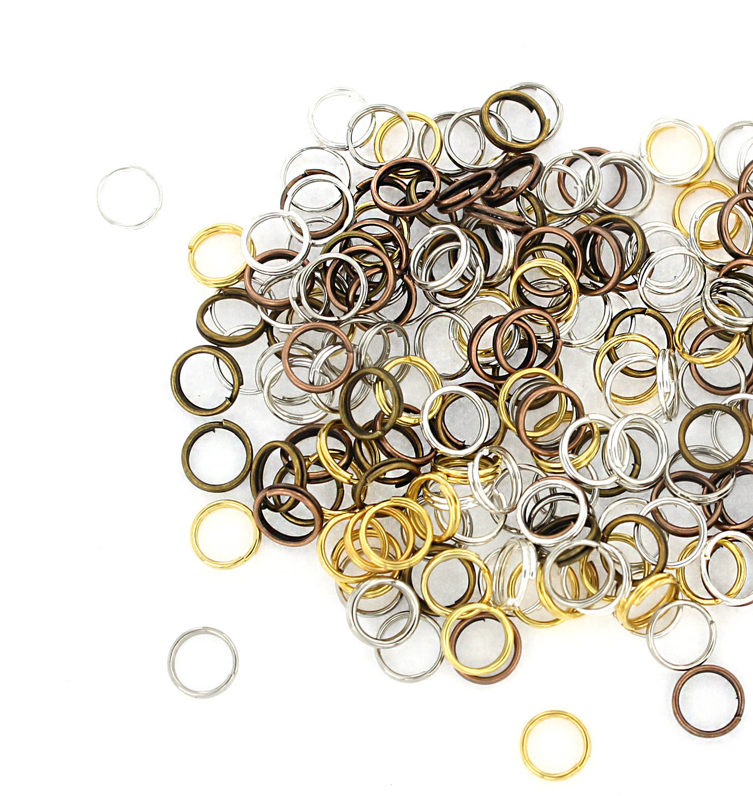 50 Split Rings 7mm x 0.7mm Assorted – Copper Bronze Gold Silver Gunmetal – FD377