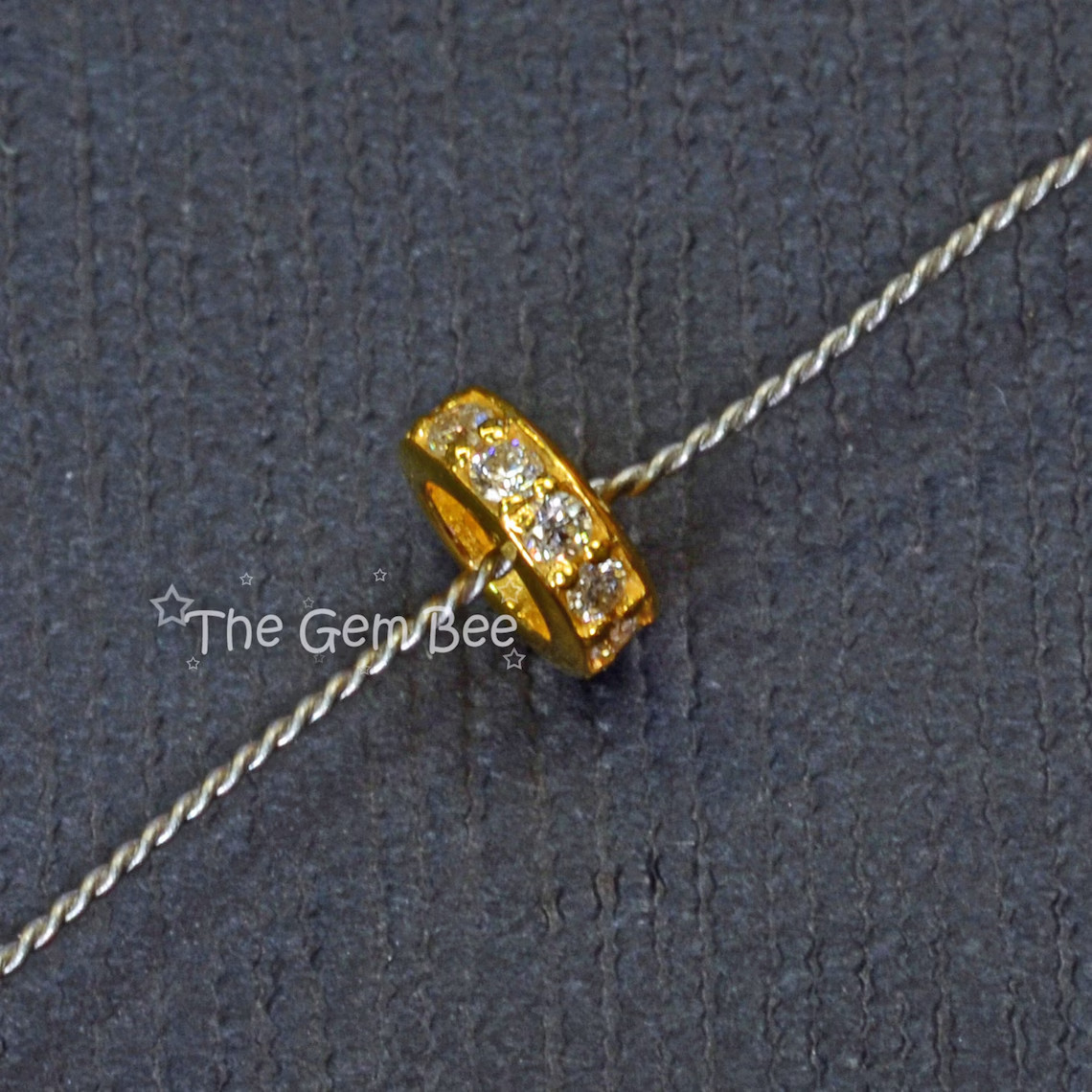 5mm 18k Yellow Gold Diamond Eternity Rondelle Spacer Finding Bead Quantity 1