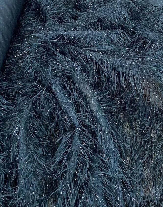 Feather tinsel on mesh fabric per yard 60″ wide