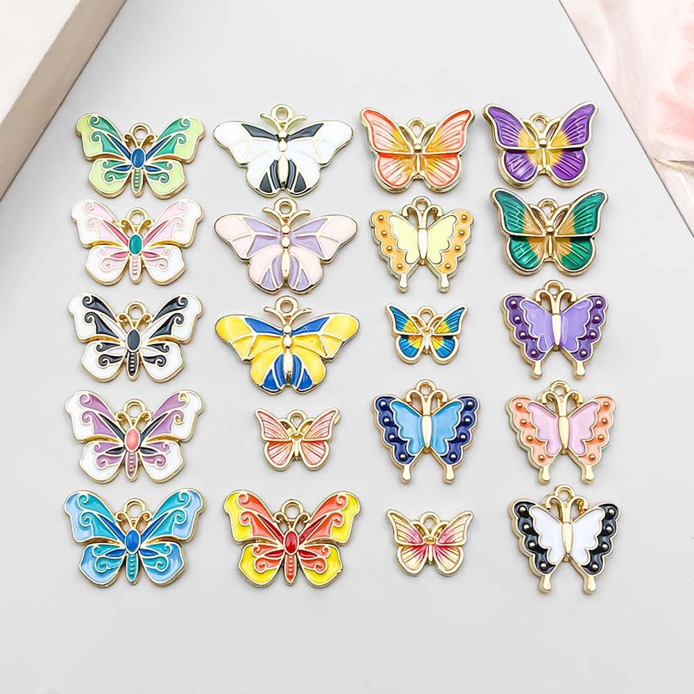 BULK 40Pcs Butterfly Charms DIY Jewelry Making Pendants Enamel Drip