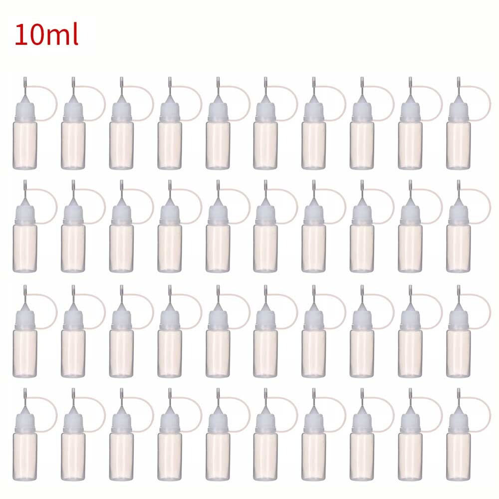40Pcs 10ML Narrow Tip Applicator Dropper Bottle Needle Tip Squeeze For Art DIY