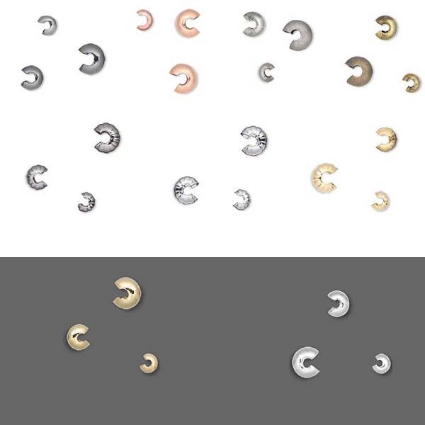 100 Crimp Bead Cover Jewelry Findings Hide Knots & End Beads Plated Brass Metal