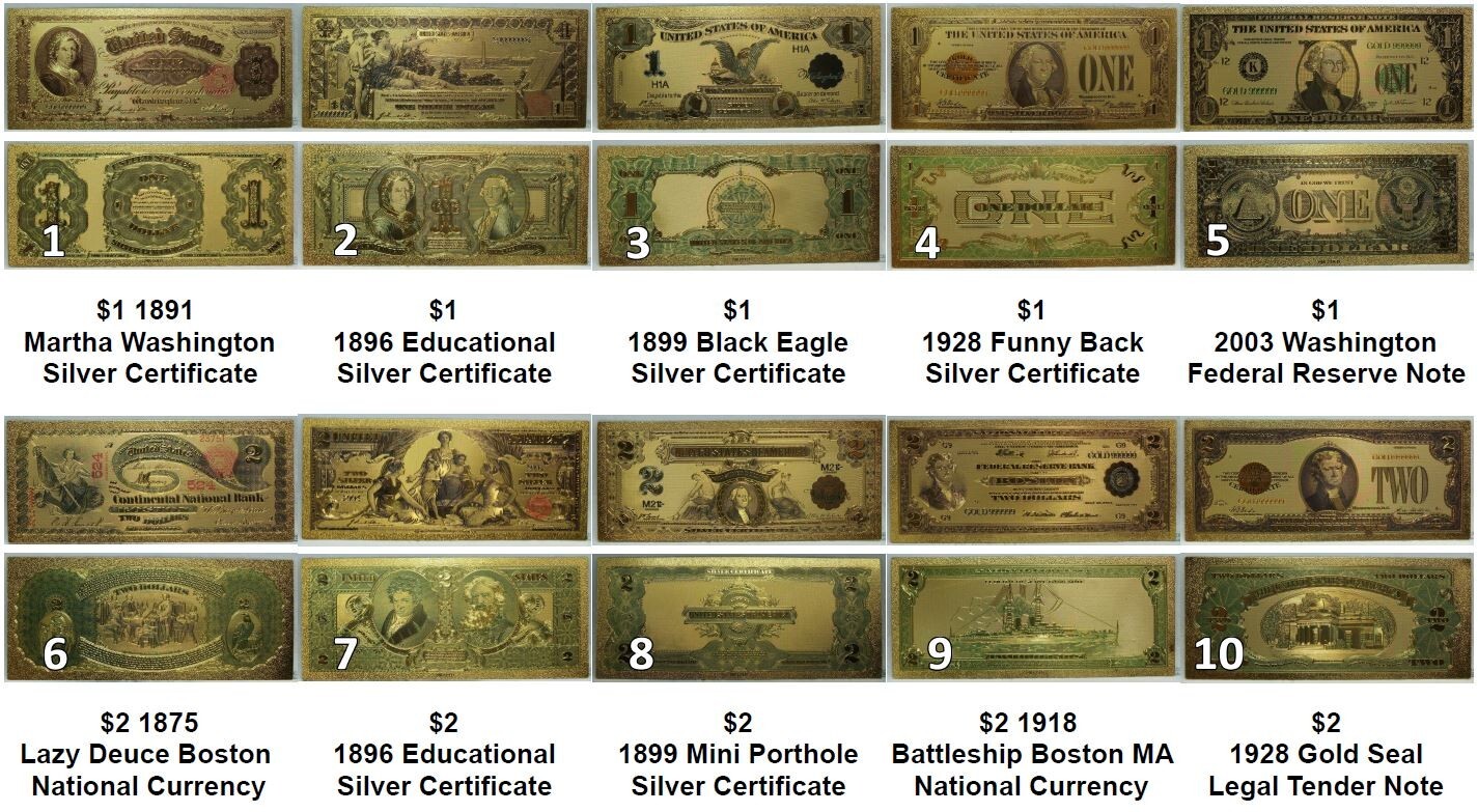 24K Gold-Plated Foil Note Currency Bill Paper Money Novelty Famous Cash