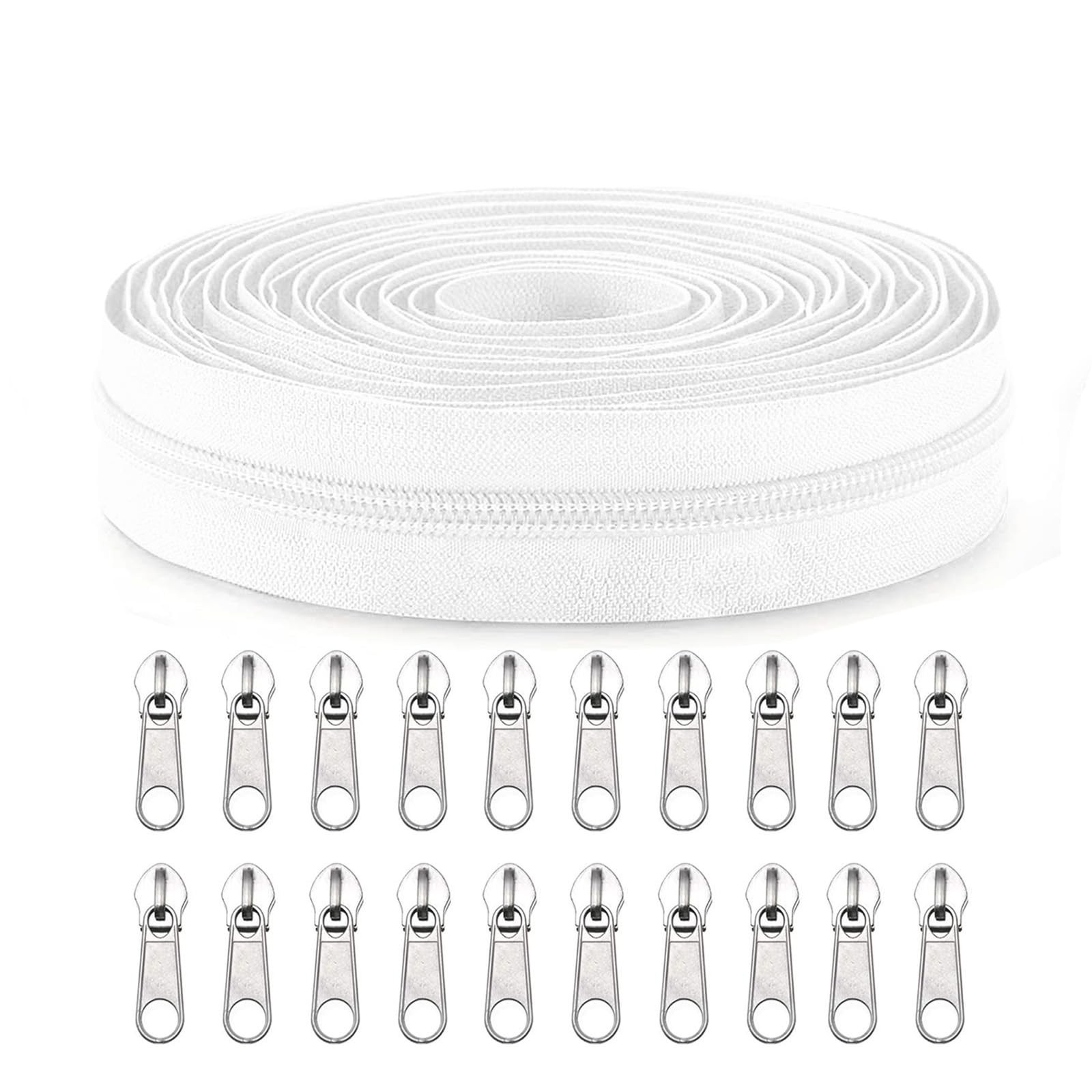 Sawoake #3 Nylon Coil Zippers by The Yard Bulk 10 Yards with 20pcs Zipper Sli…