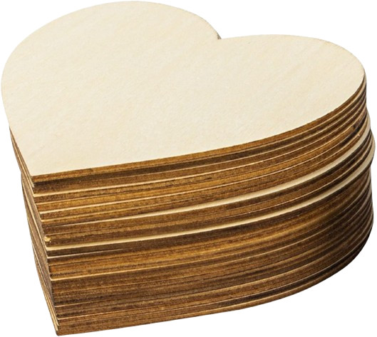 50PCS Wooden Hearts for Crafts, 4 Inch Unfinished Wood Hearts Shape Cutout Slice