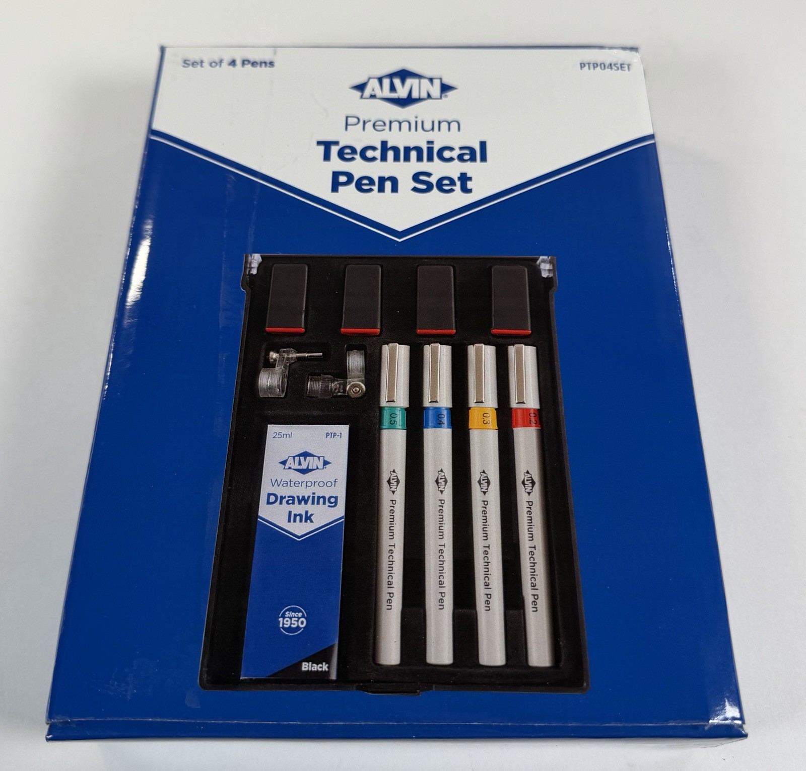 Alvin PTP04SET Refillable Technical Pen Set 0.2mm 0.3mm 0.4mm 0.5mm Vintage New
