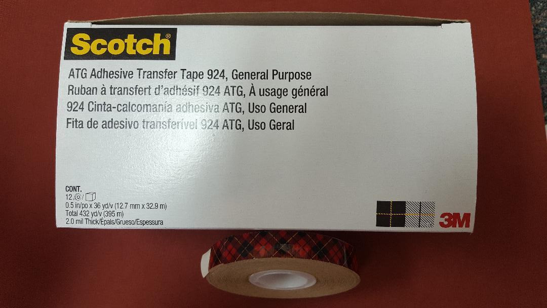 3M Scotch 924 ATG Premium Adhesive Transfer Tape, 1/2″ x 36 yd ( 12 Rolls )