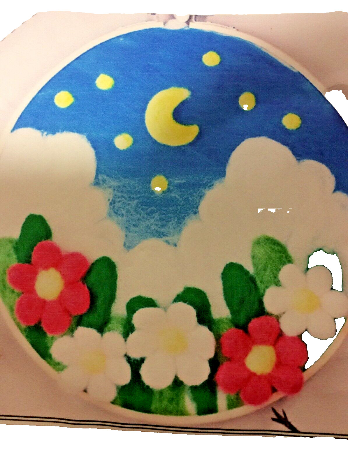 Liquidation Sale. Needle Felting Kit “Flowers, Clouds, Moon, Stars” Wall Art