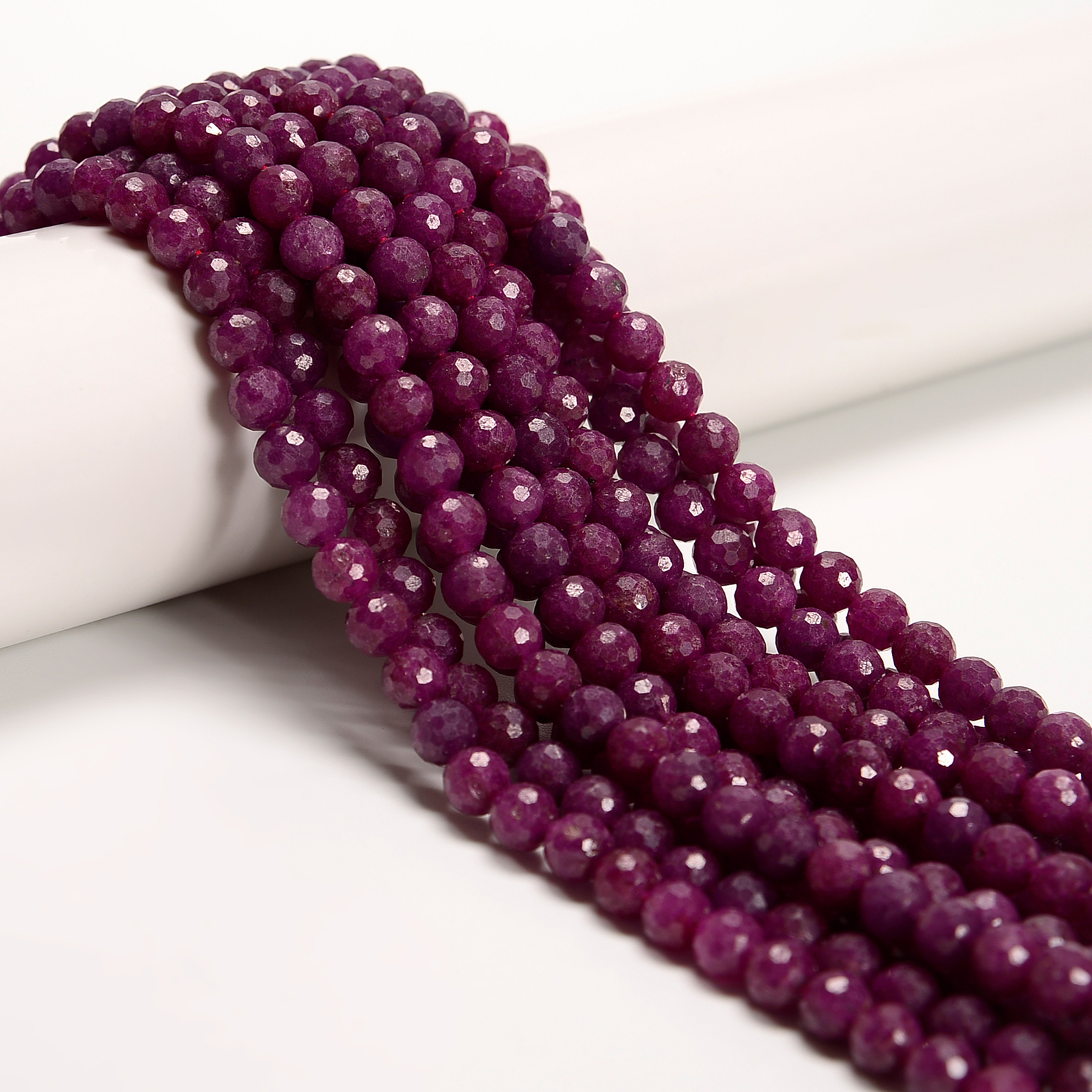 Natural Grade AA Ruby Micro Faceted Round Beads Size 6mm 15.5” Strand