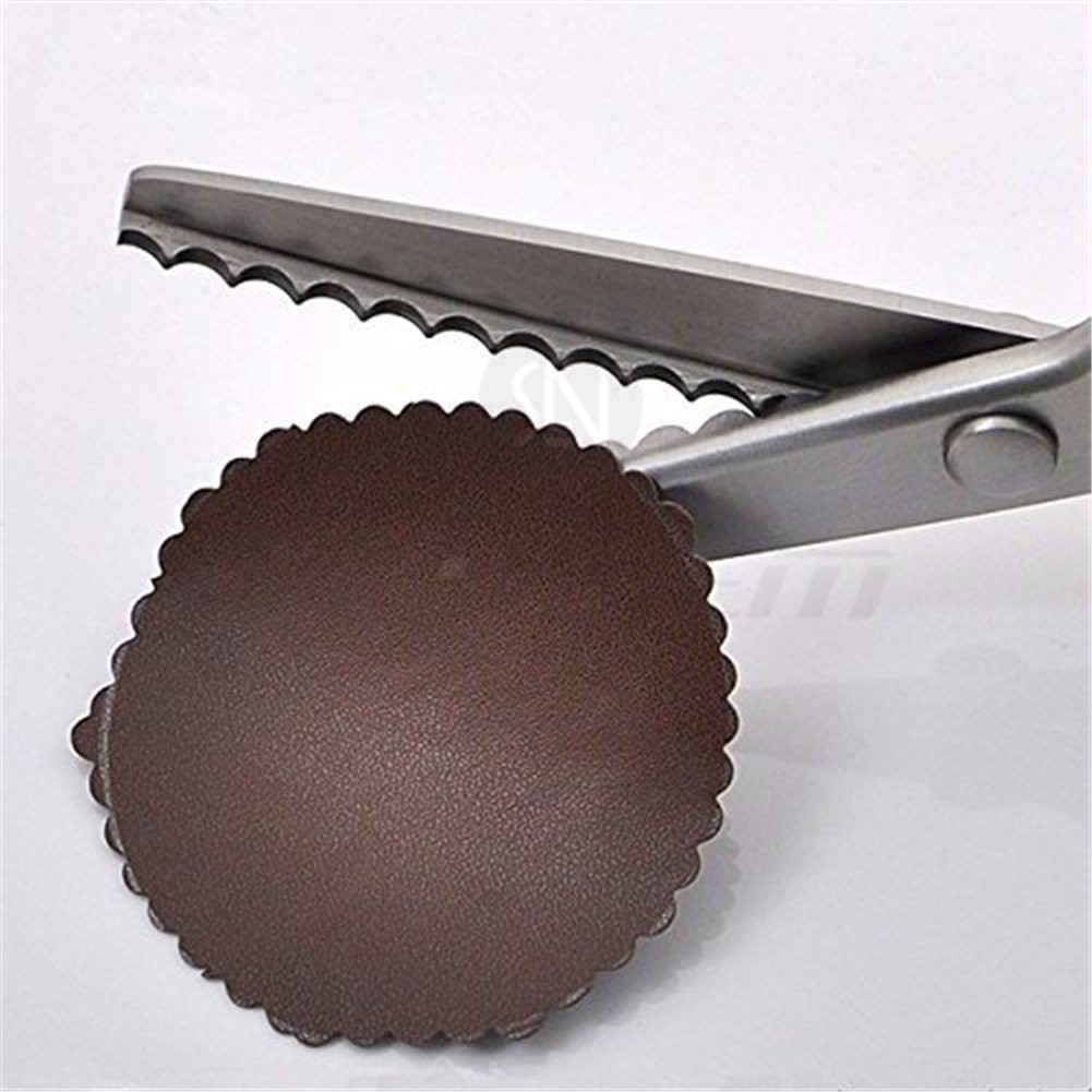 Fabric Pinking Shears, Scalloped 7mm, Black, Serrated Sewing Scissors, Craft