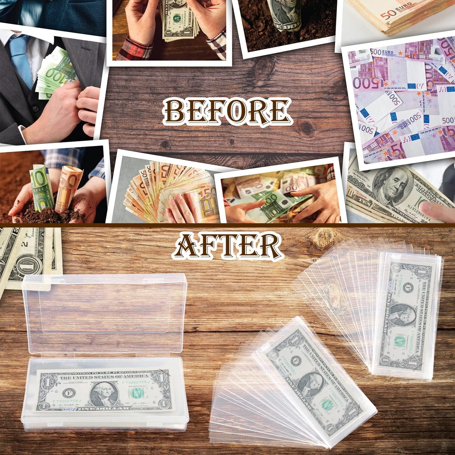 200 X Money Clear Bag Storage Protect World/US Currency Banknotes Soft Sleeves