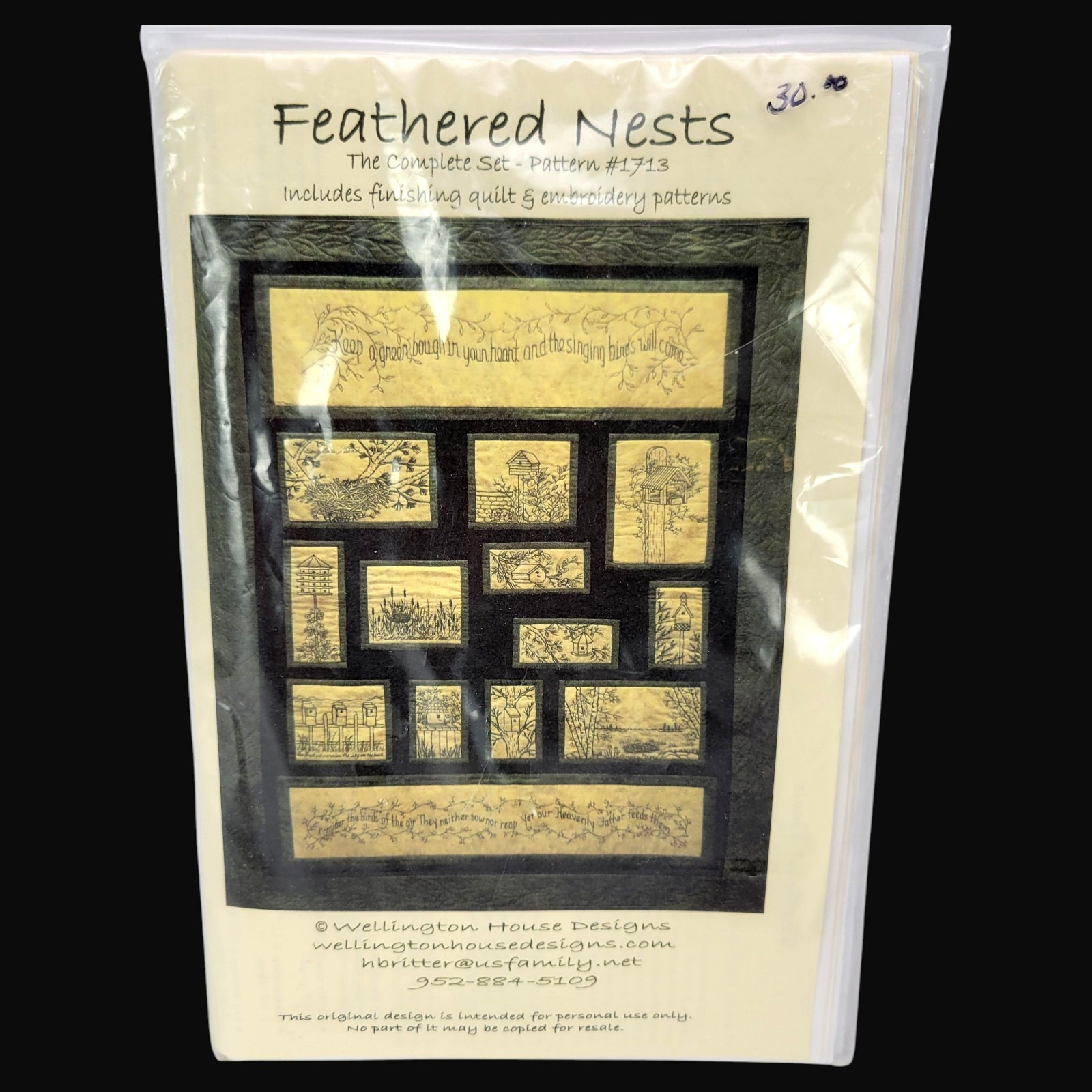 Feathered Nests Welington House Designs Finishing Quilt & Emboider Patterns #171