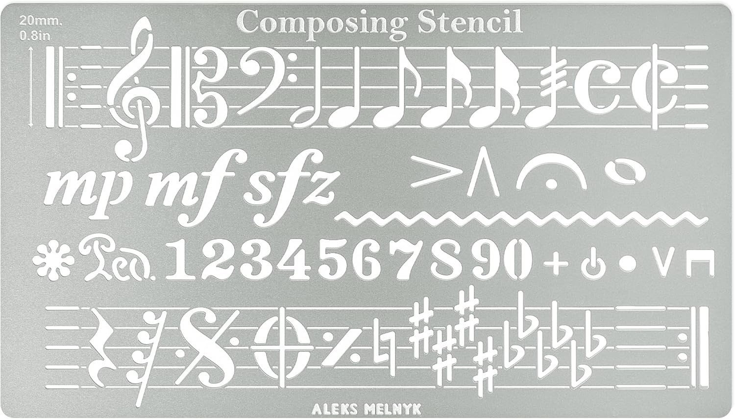 No.424 Metal Stencil Song Writer’s Composing Template for Music Notes 1 PCS L…