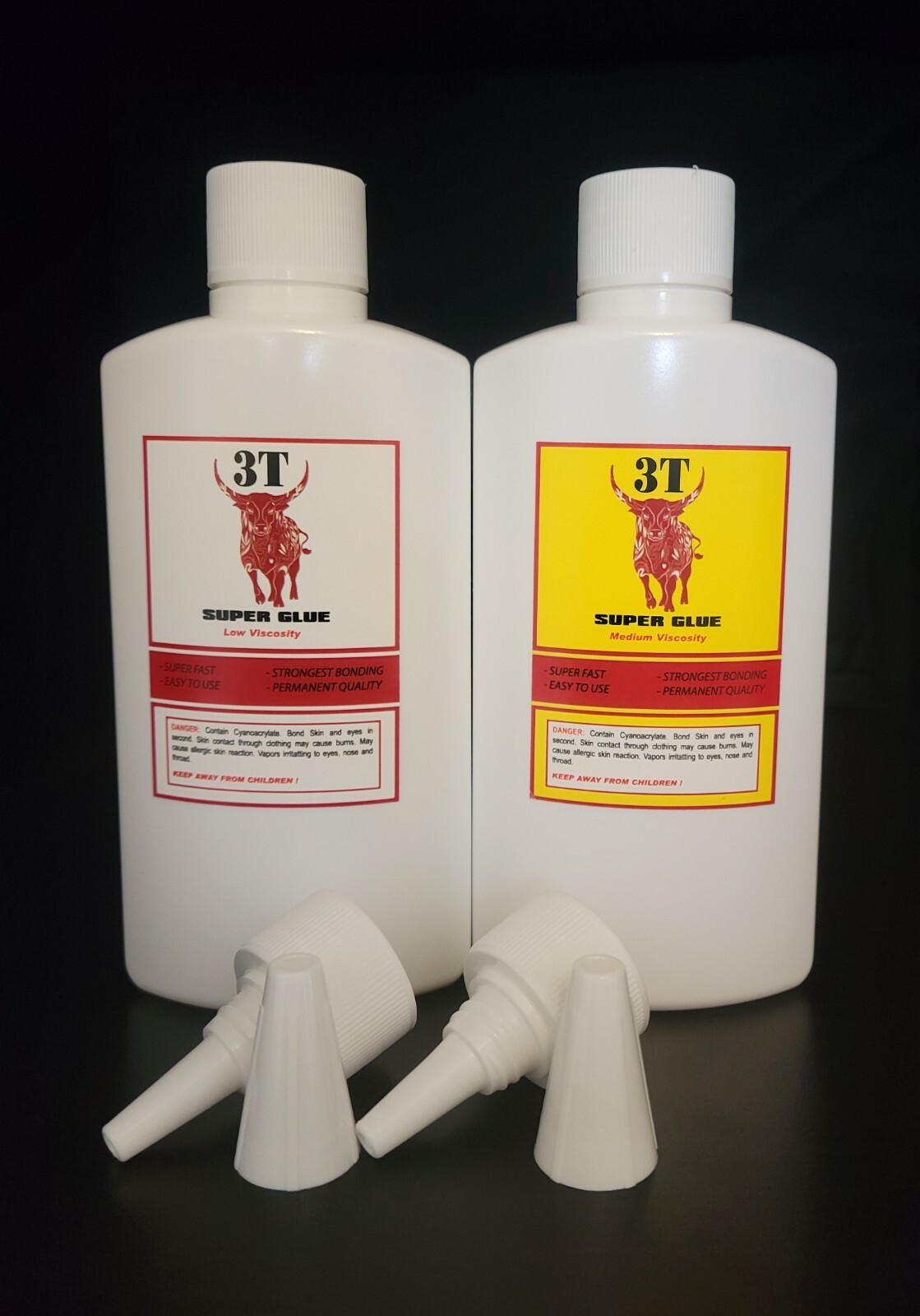 THIN & Medium CA Glue -3T Large 8 oz Bottles – “Super Glue” Adhesive
