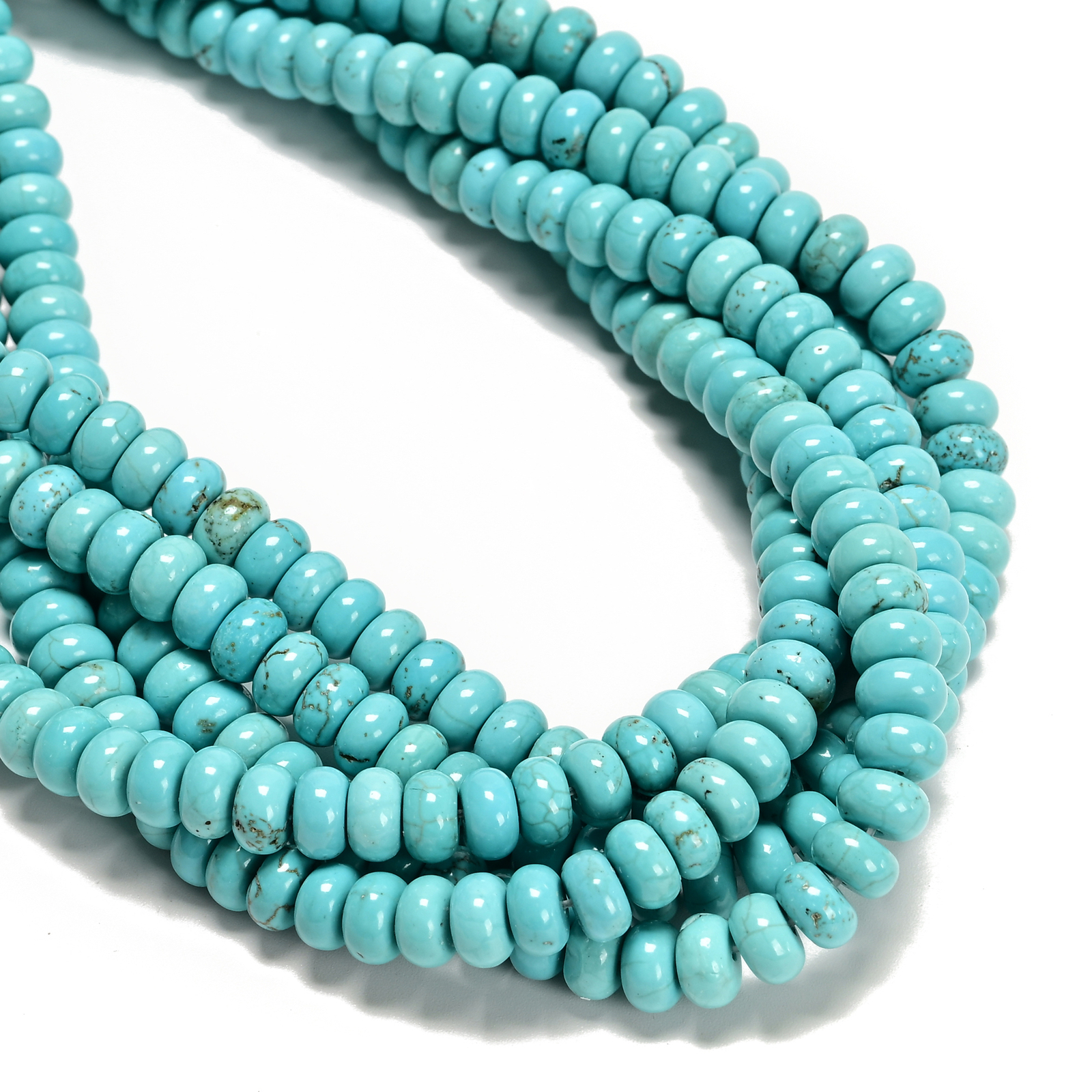 Blue Turquoise Smooth Rondelle Beads 3x4mm 4x6mm 5x8mm 15.5″ Strand