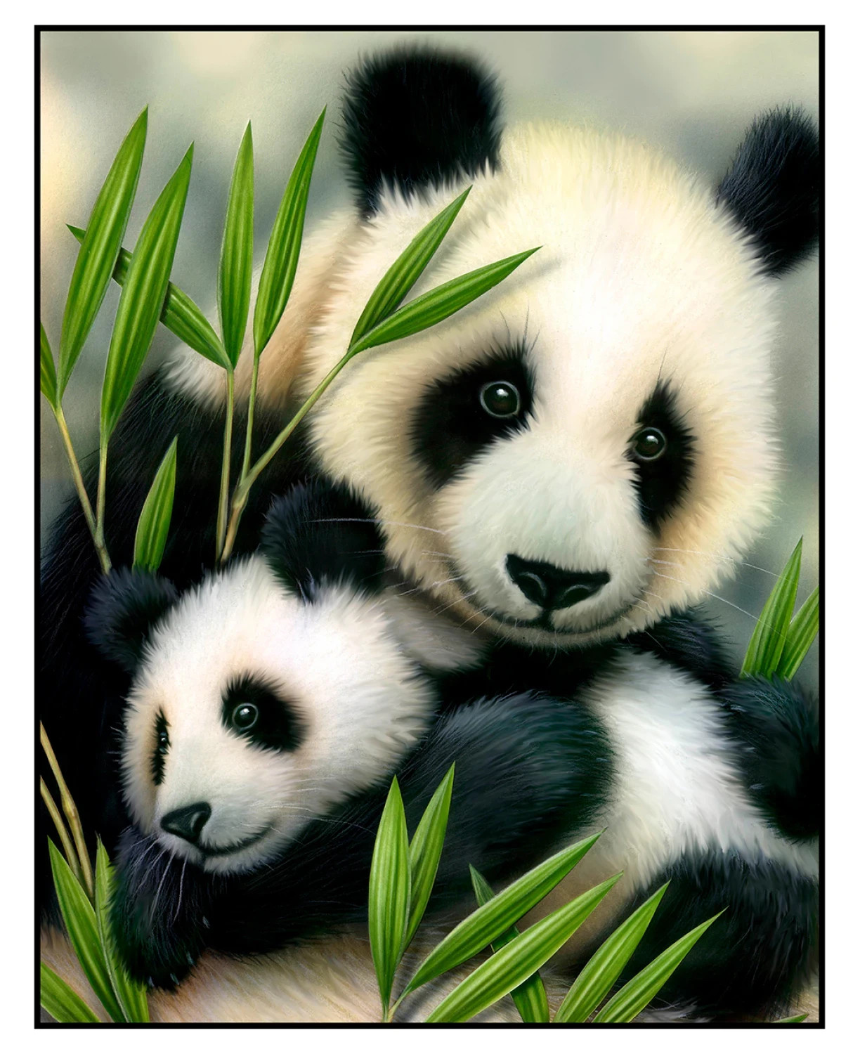 Panda Bear Fabric Quilt Panel ~ 36″ x 44″ ~ Elizabeth Studios