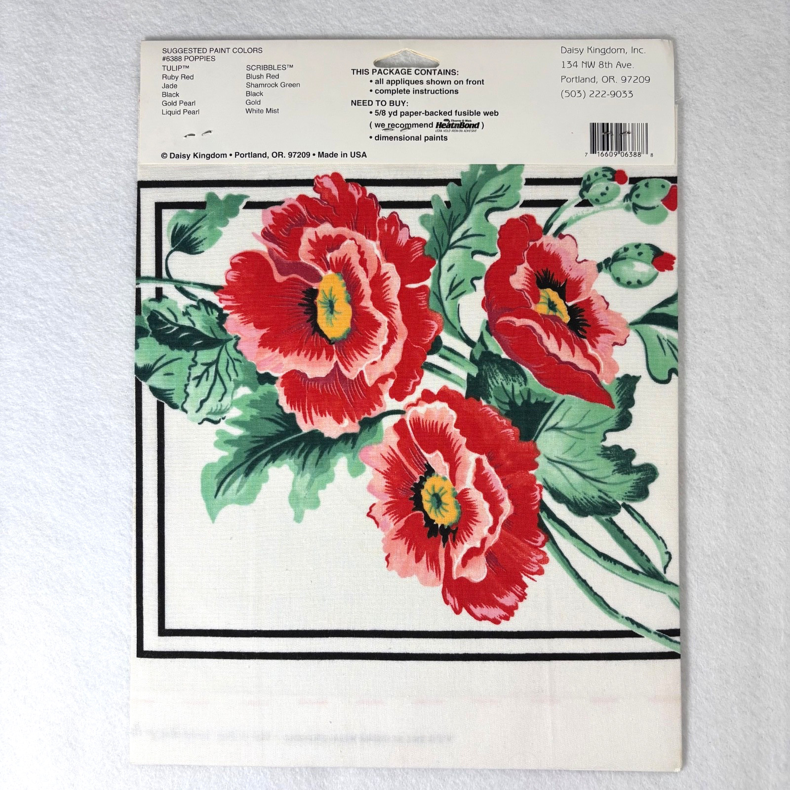 Lot of 4 vintage craft fabric no-sew appliques spring summer fall floral NEW USA