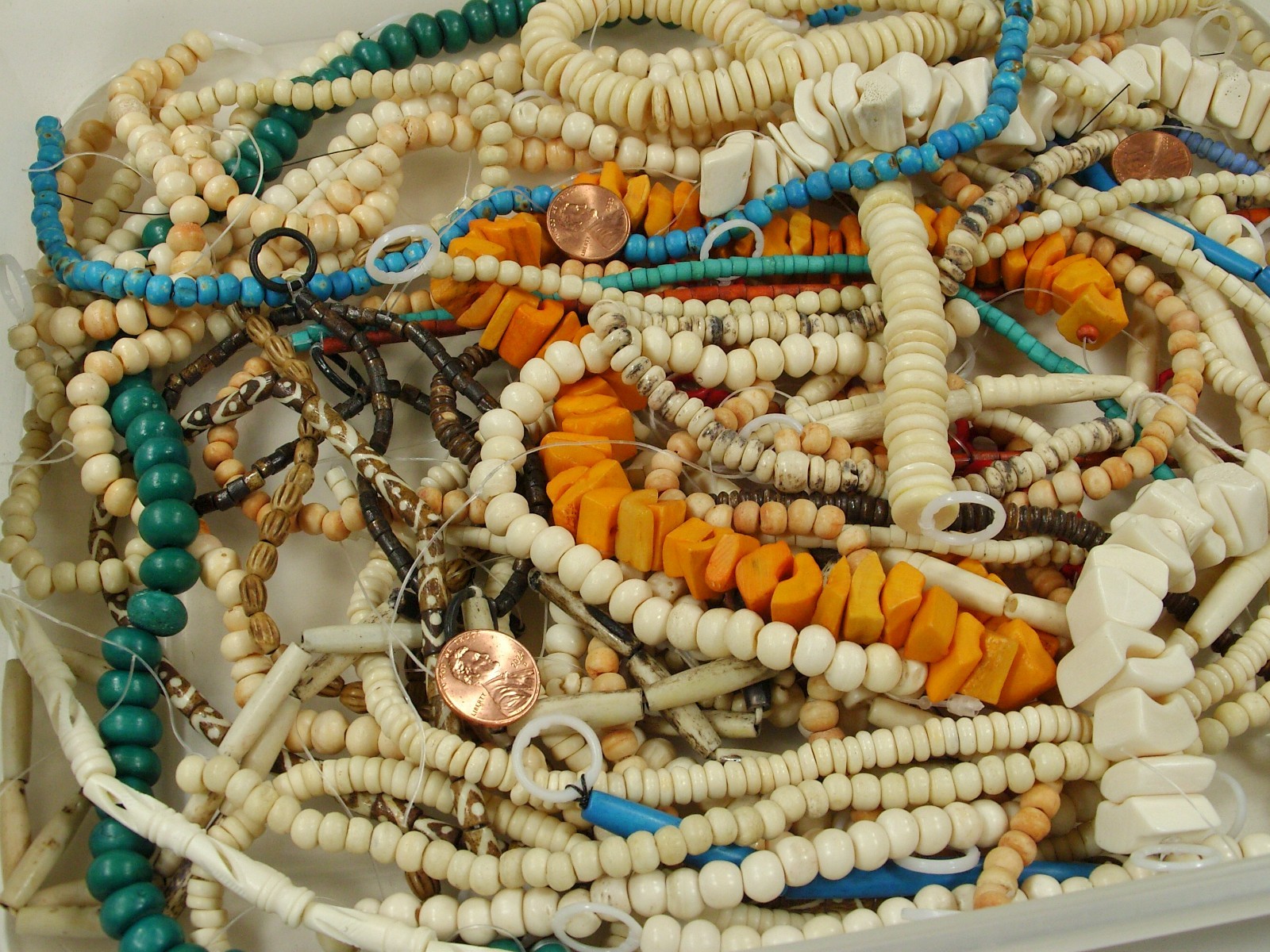 2 Pounds Assorted Shapes and Sizes India Water Buffalo Bone Beads Bulk (KRD-4) ⭐