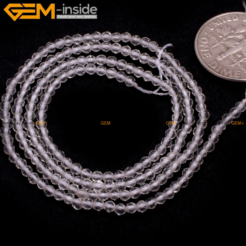 Faceted White Rock Clear Crystal Quartz Natural Stone Round Beads Jewelry Making