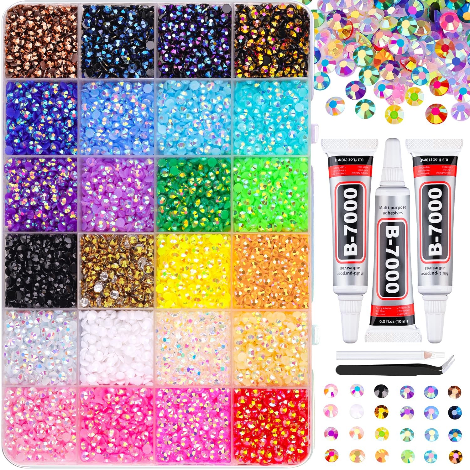 32000Pcs Resin Jelly Rhinestones for Bedazzling, Multicolor 3mm Flatback Gems fo