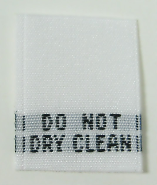100 pcs WOVEN WHITE CLOTHING LABELS, CARE LABEL – DO NOT DRY CLEAN