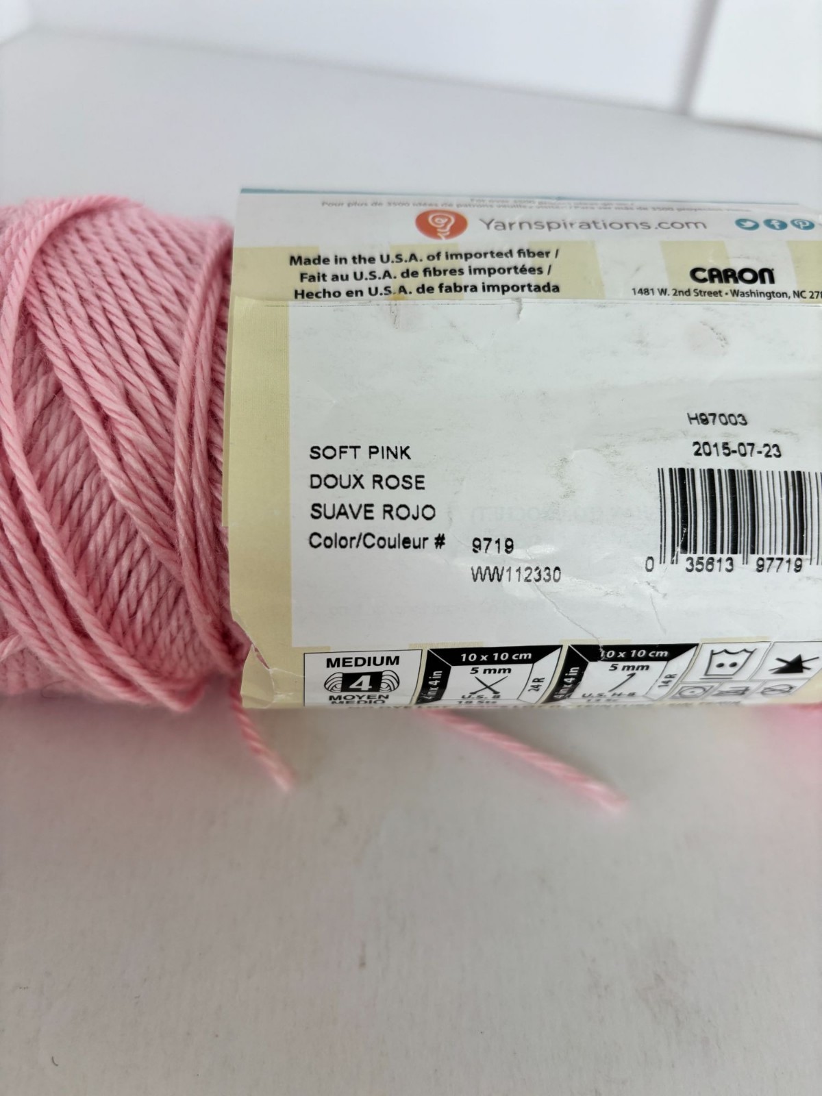 Caron Yarn Simply Soft Medium Gauge Soft Pink 100% Acrylic Knitting Crochet