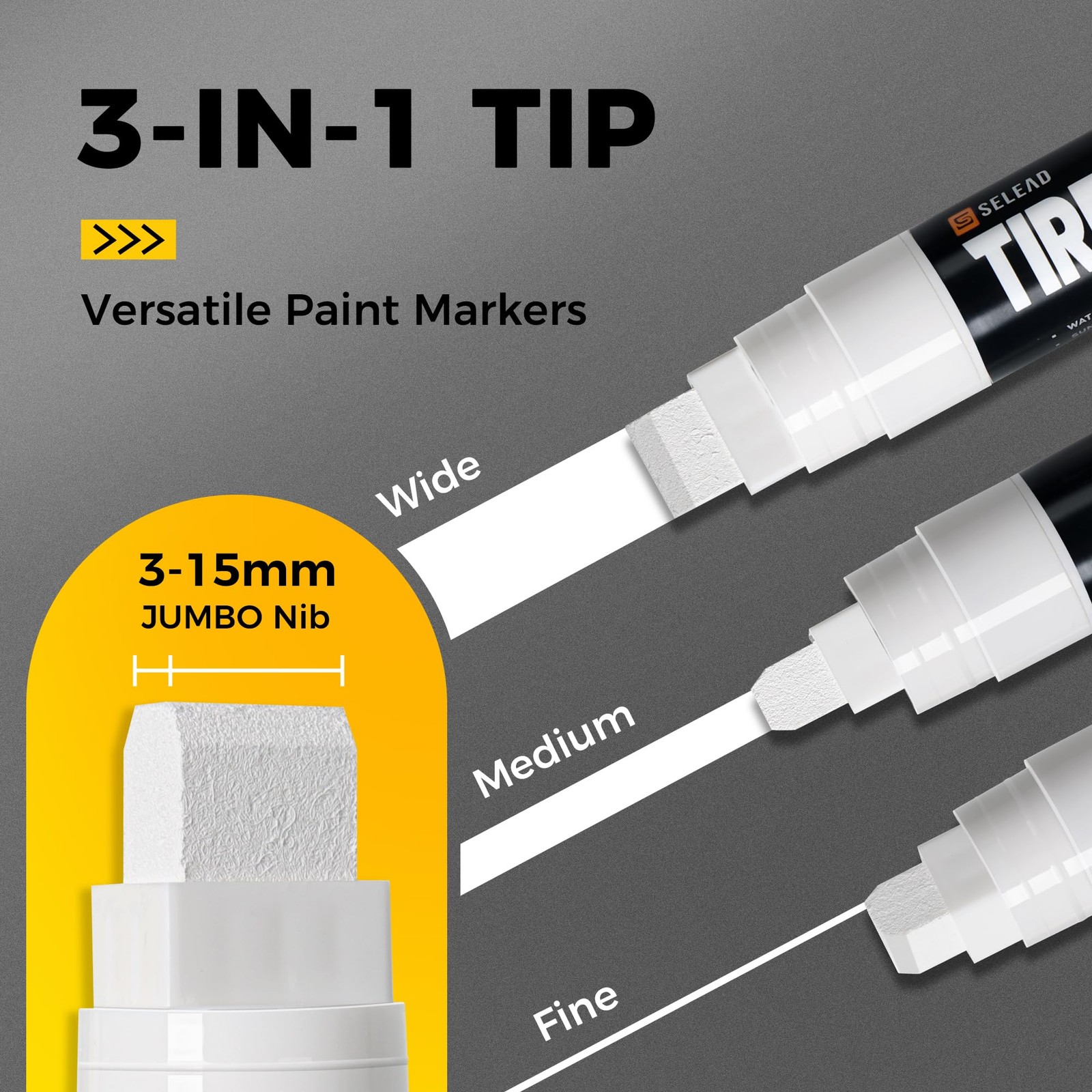 SELEAD Jumbo Tire Marker White – 4 Pack 15mm Wide Tip Paint Pens for Car Tire…