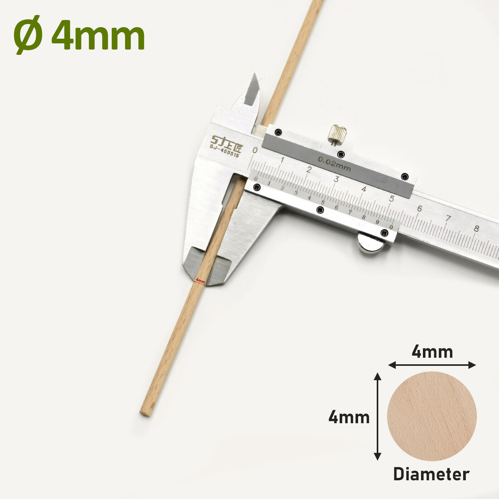 Wooden Beech Round Rod Diameter 4mm-60mm Smooth Wooden Stick Long 100/200/300mm