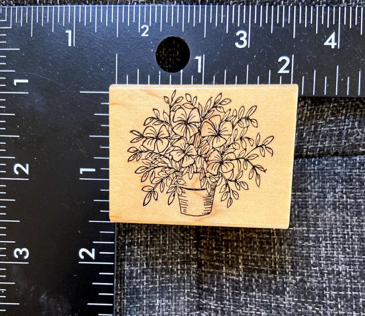 Art Impressions Rubber Stamp E-1509 Potted Flowers Plants Floral 1996 NEW VTG