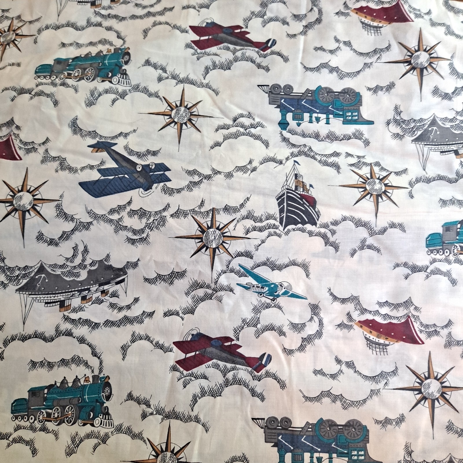 Transportation Theme Cotton Fabric 36″ X 45″ Traditions Sentimental Journey