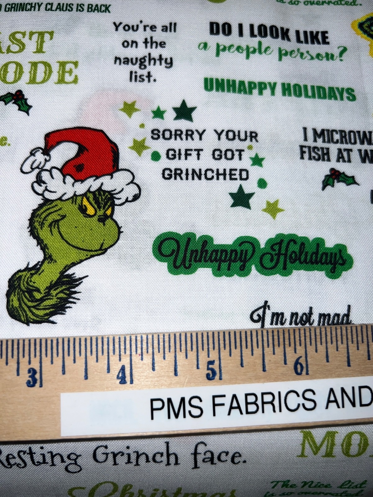 RK Grinch Stole Christmas Grinch Sayings 100% cotton fabric by the yard 36 x 44