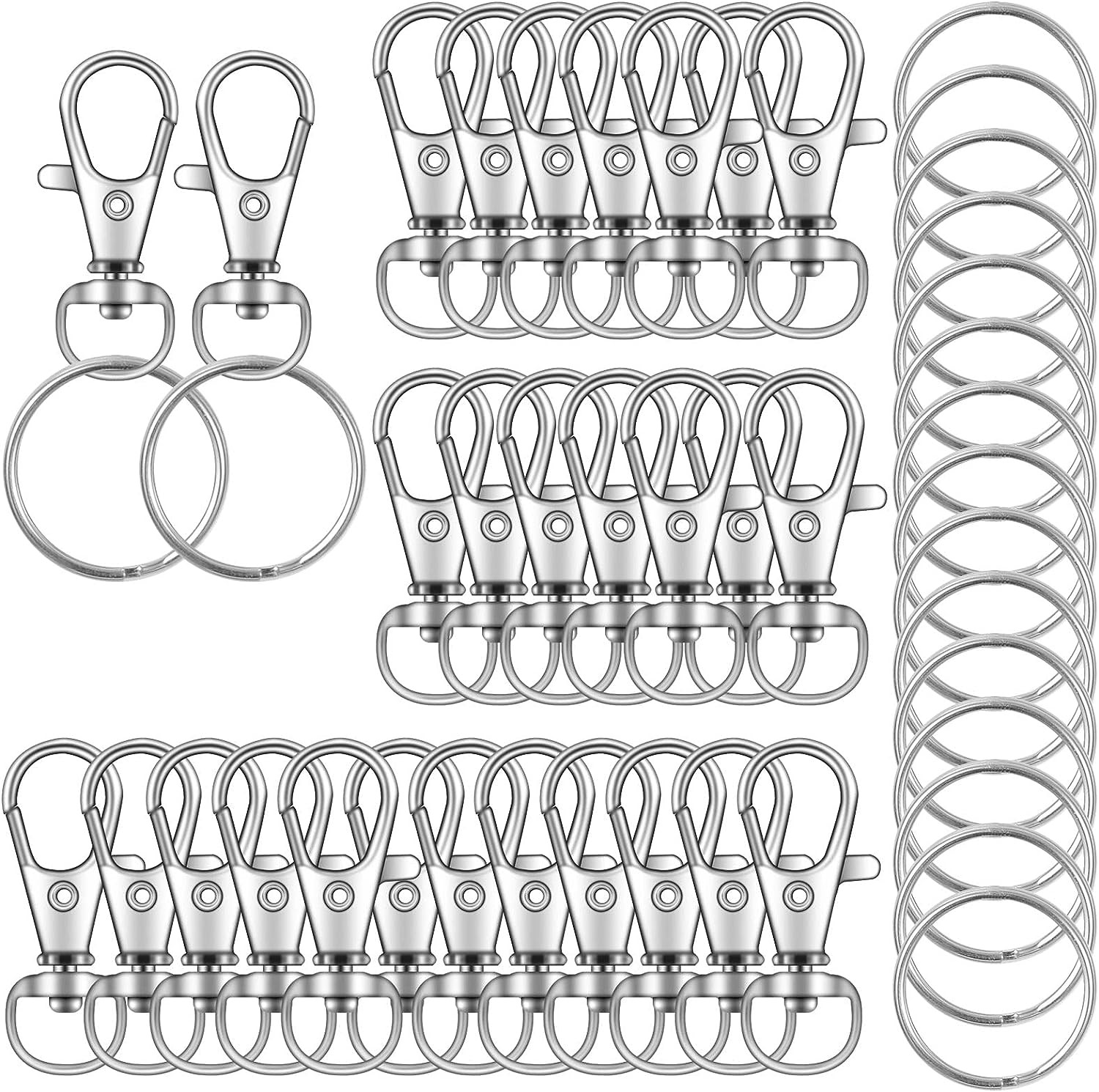 104PCS Swivel Snap Hooks with Key Rings, Metal Lobster Claw Clasp, Keychain Ring