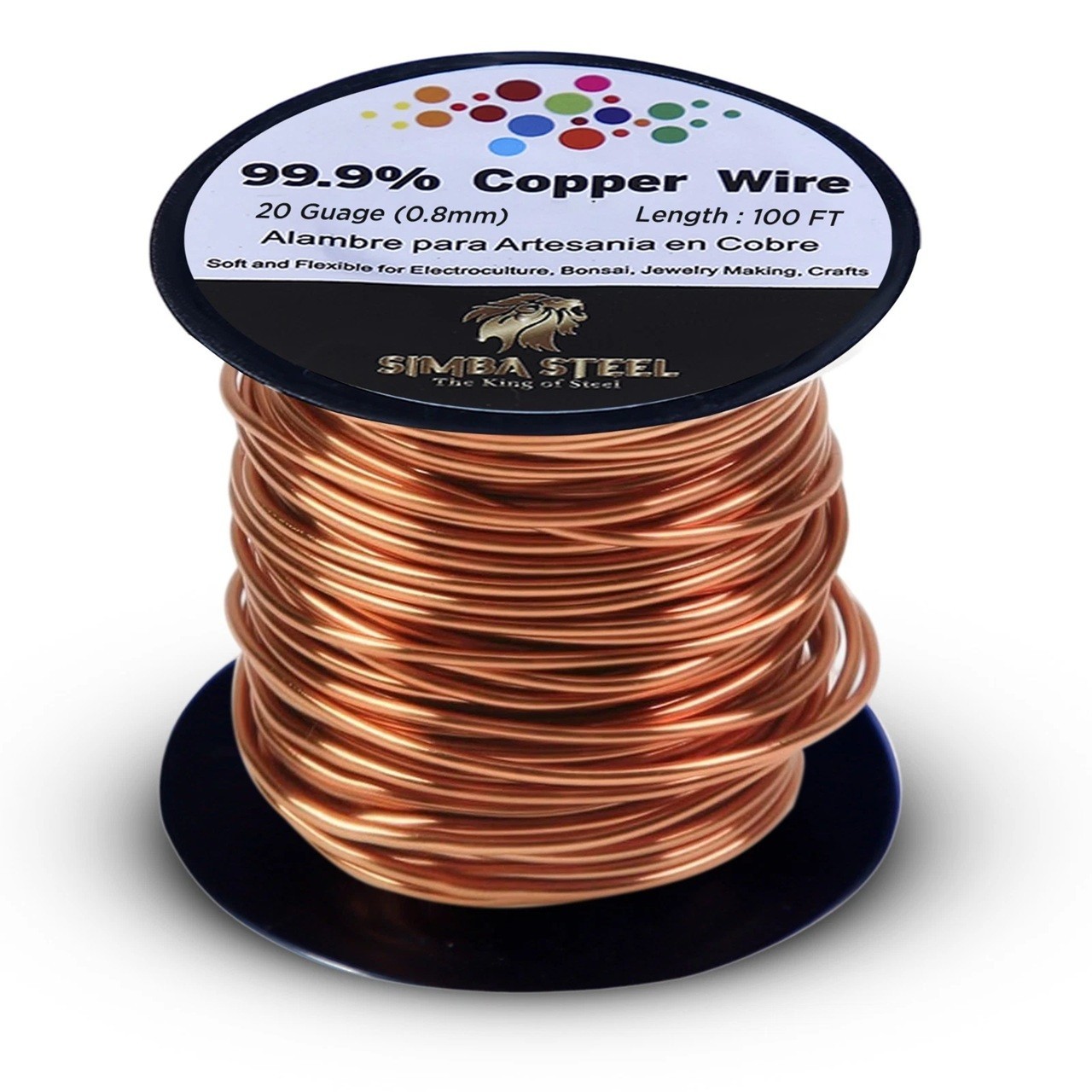 99.9% Pure Copper Wire 20 gauge x 100 FT (0.80mm x 30.5m) Jewelry, DIY, Craft