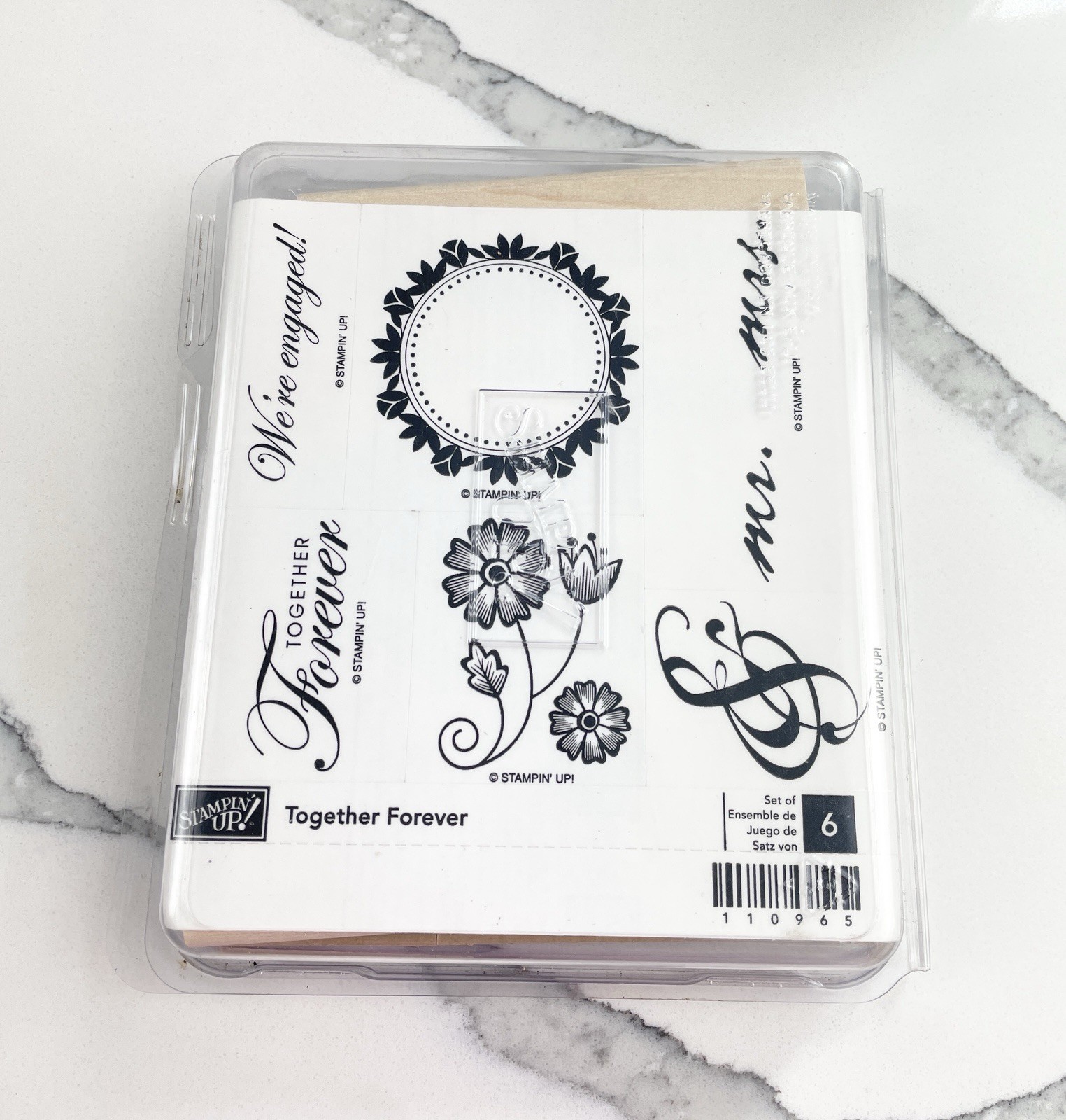 Stampin Up Together Forever Engagement Wedding Wood Rubber Stamp Set New
