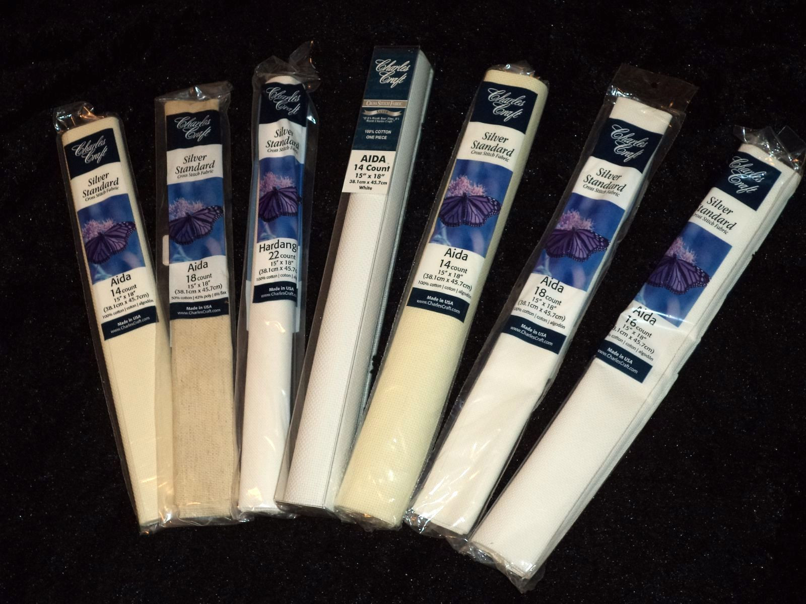 Charles Craft Cross Stitch Fabric AIDA 15X18 SILVER STANDARD 14,16,18,22 Count