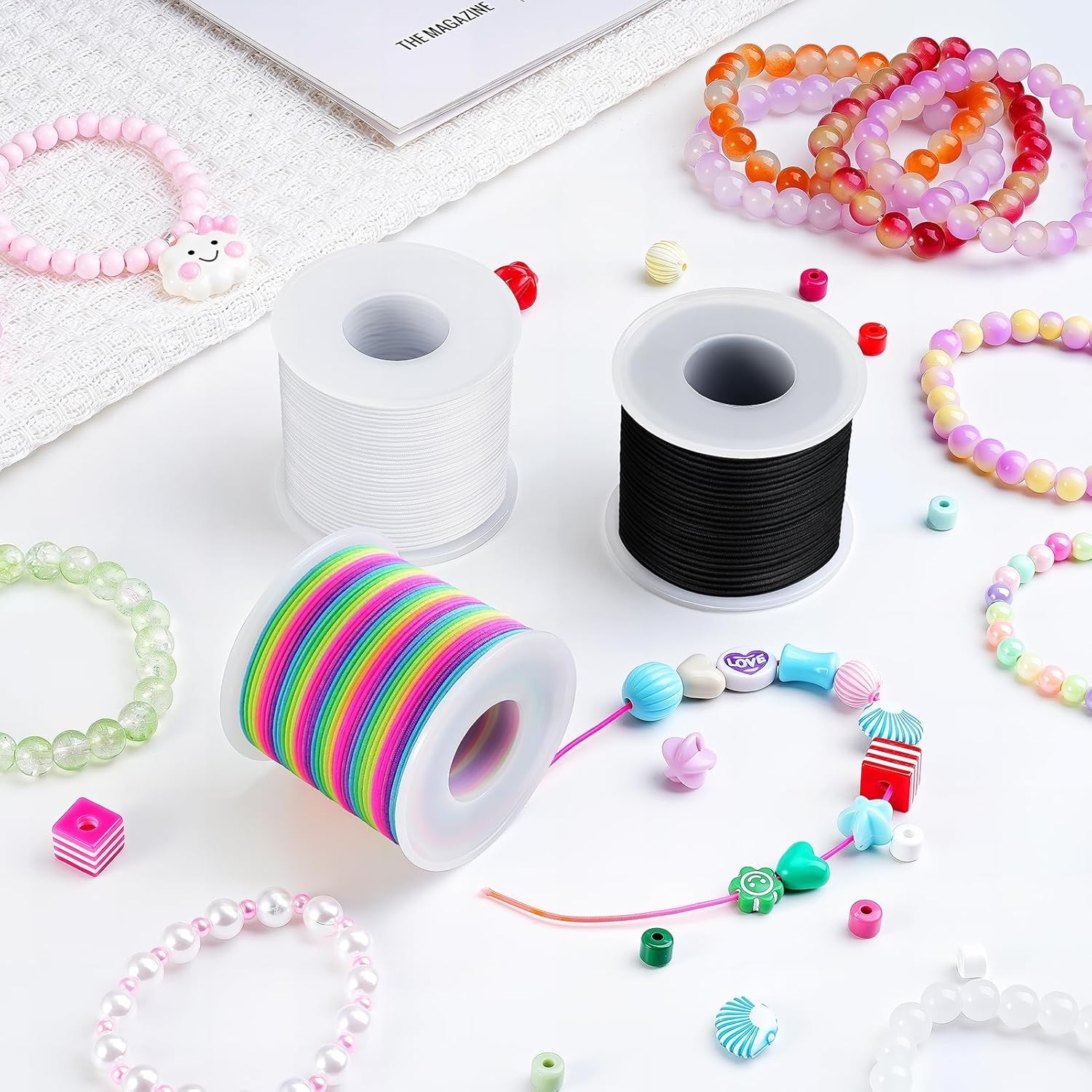 4× Stretchy String for Bracelets 1 mm Sturdy Elastic Cord DIY Jewelry Making USA