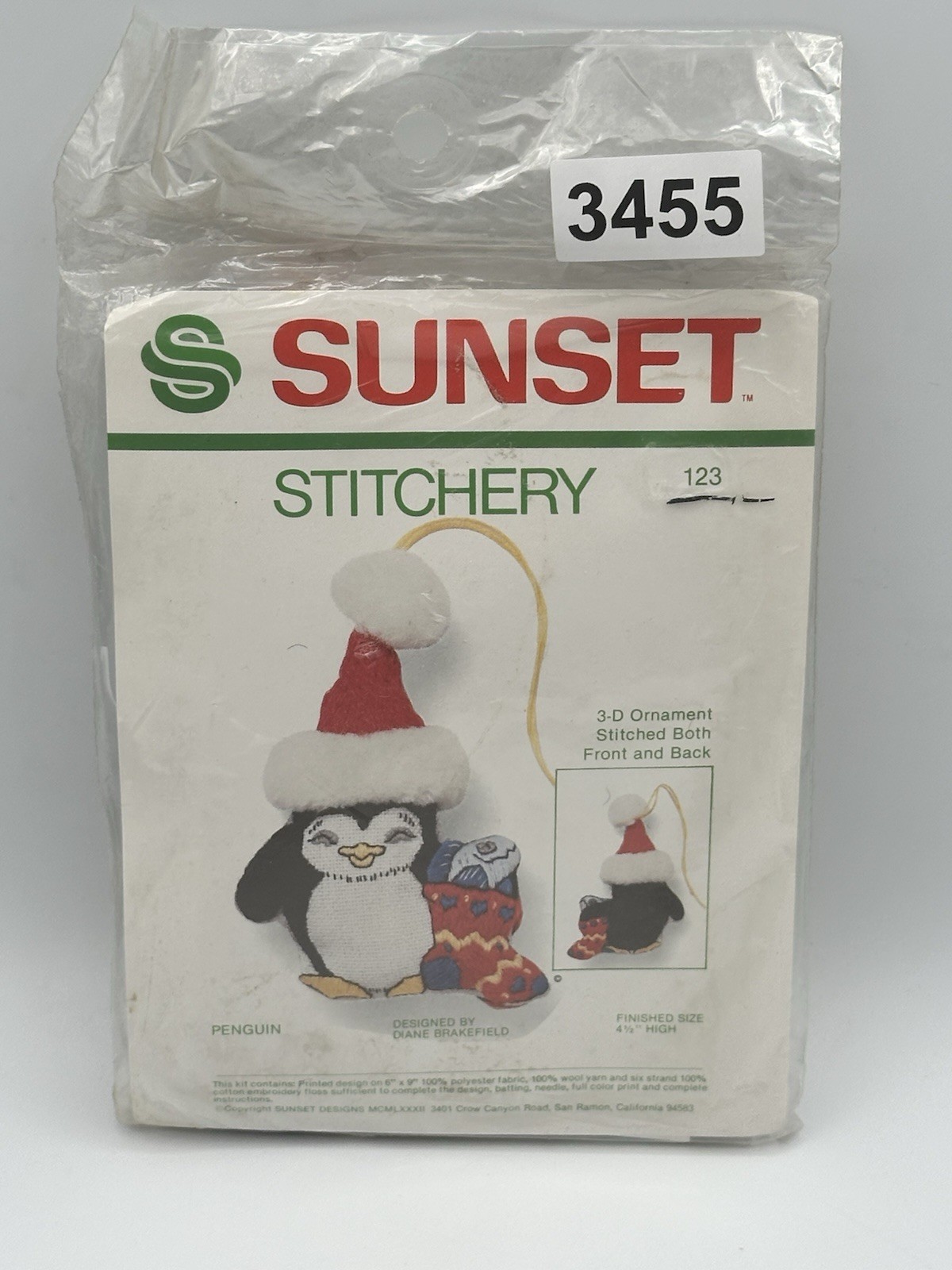 Sunset Stitchery Penguin Ornament Kit 4.5” Finished Size
