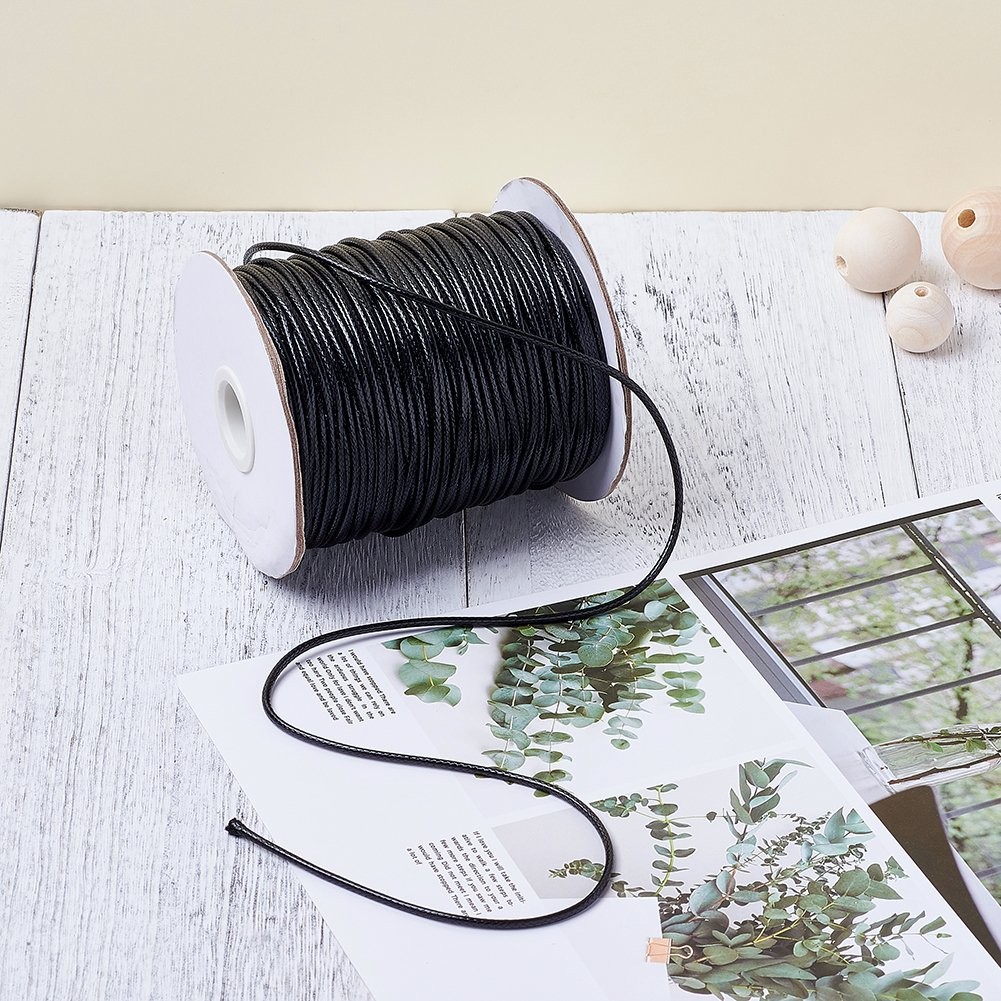 100 Yards 1.5mm Waxed Cotton Cord Macrame Bracelet Necklace Jewelry Making Wa…