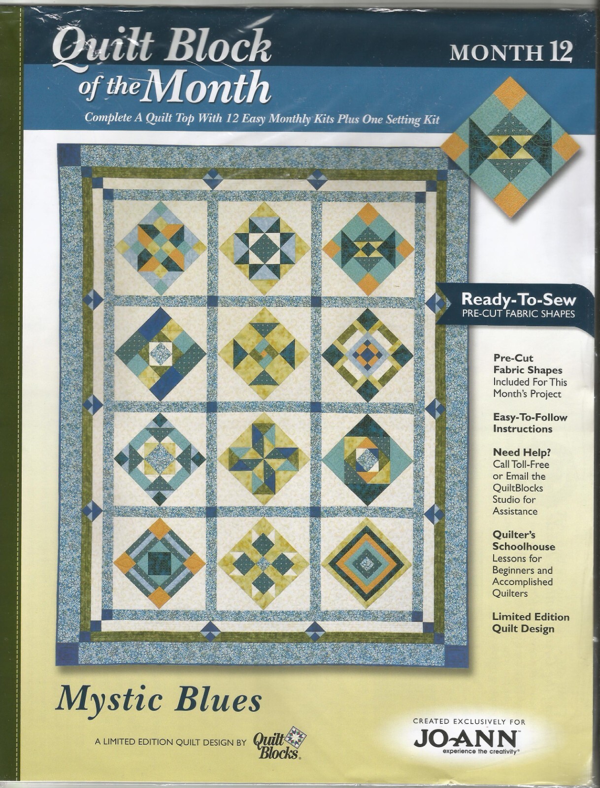 Choice MYSTIC BLUES Quilt Block of the Month JoAnn 1 2 4 5 6 7 8 9 10 11 12