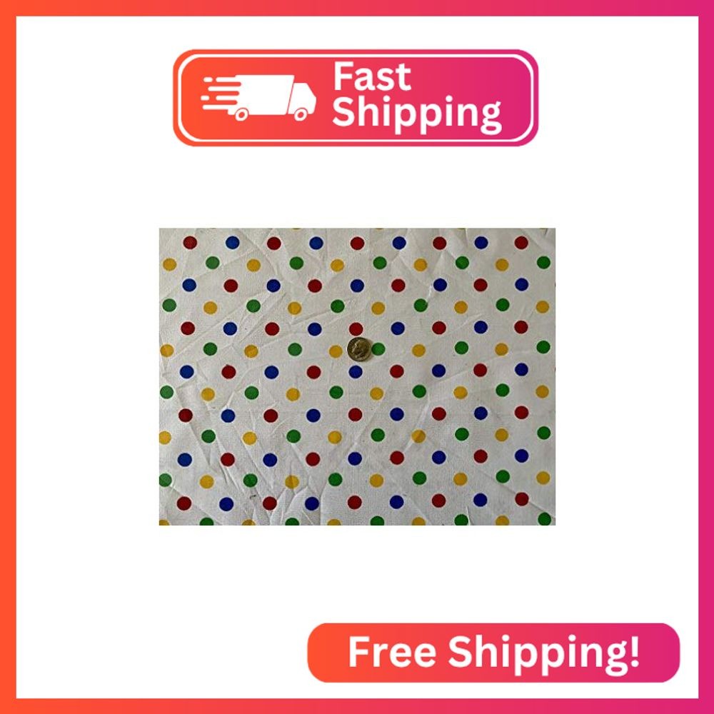 Valentina Textile inc Small Polka Dot Poly Cotton Multi-Colors 60″ Wide Polyeste