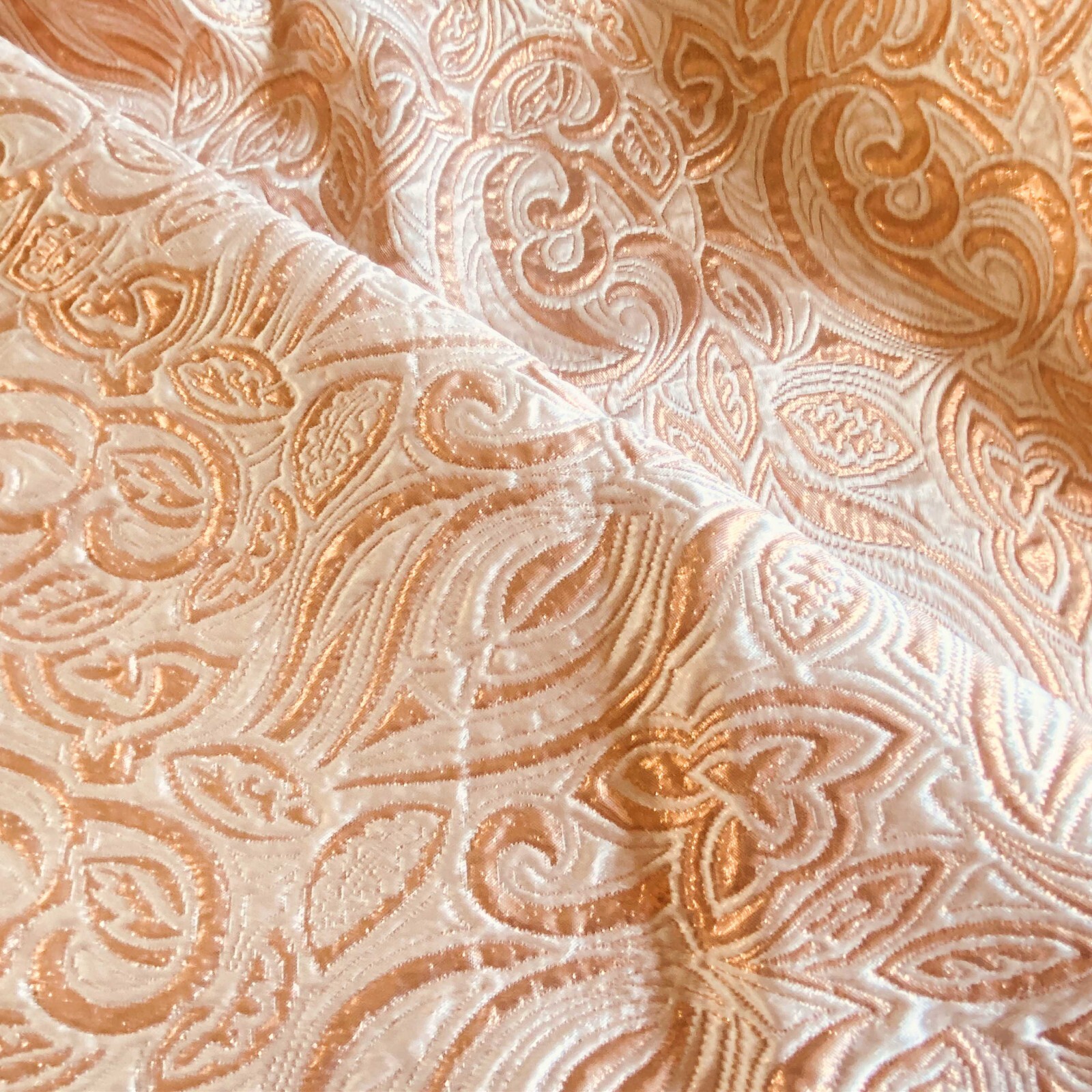 BTY Lame Brocade Dress Fabric Light Copper No Stretch