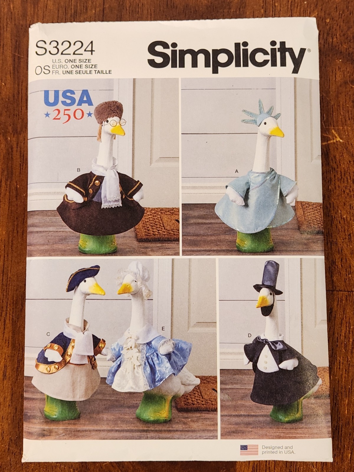PORCH GOOSE Simplicity S3224 – 5 Patterns Presidents Lincoln Washington Franklin
