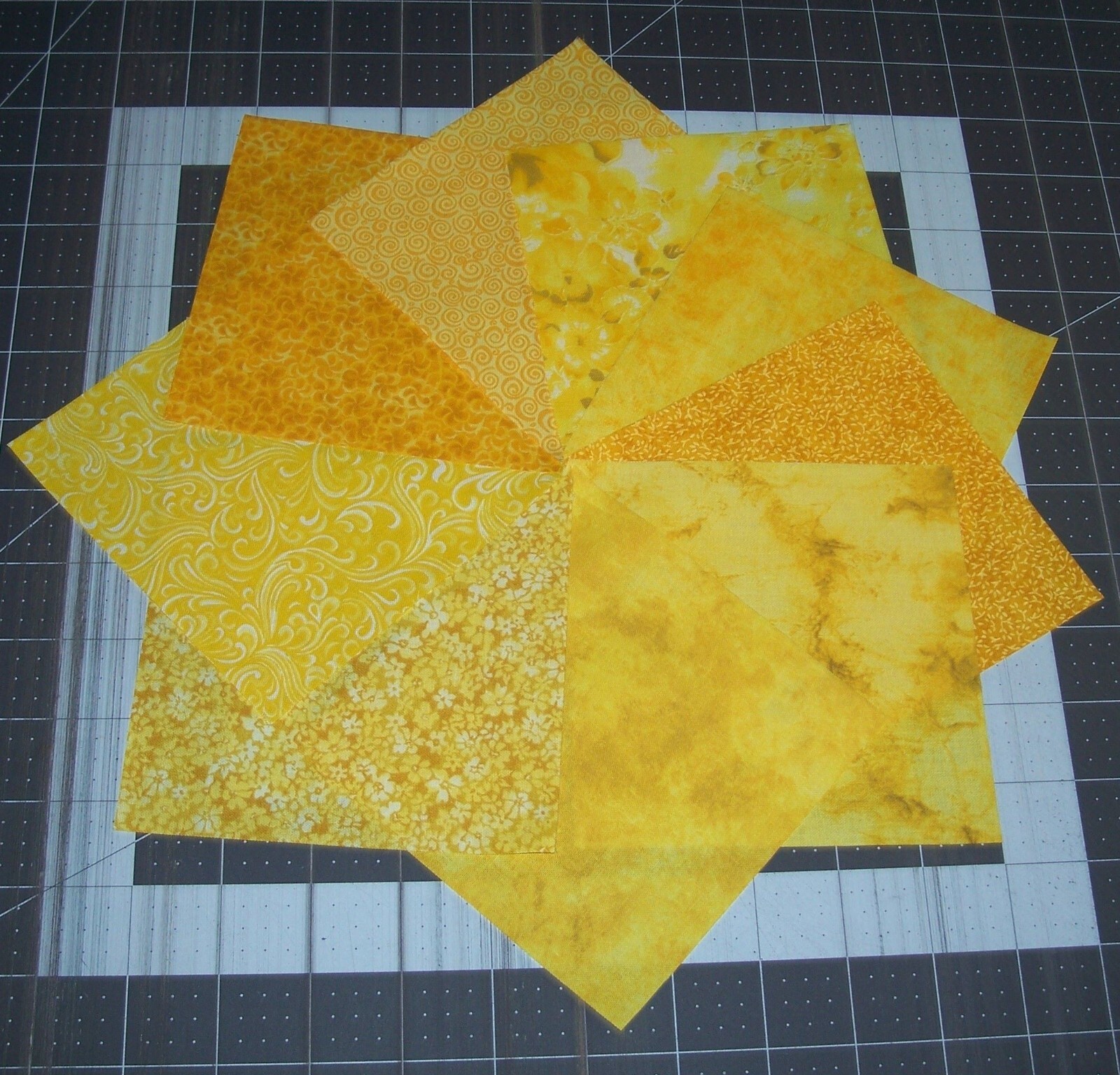 54 Yellow Sunshine to Melon Fabric 5″ Quilting Squares 100% Cotton pack bundle B