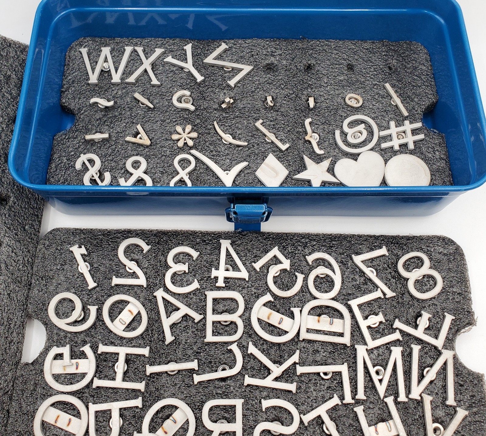 Branding Stamp Set 1.25in Letters Numbers Marks Full Set Unused Metal Toolbox