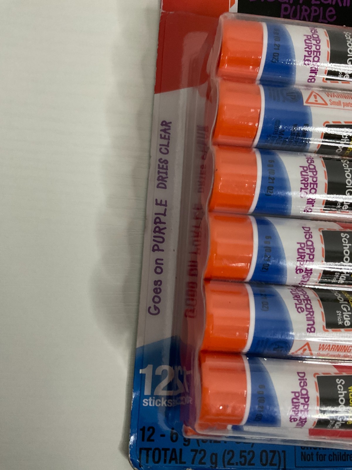 Elmer’s Disappearing Purple School Glue Sticks Washable 12-Pack 0.21oz