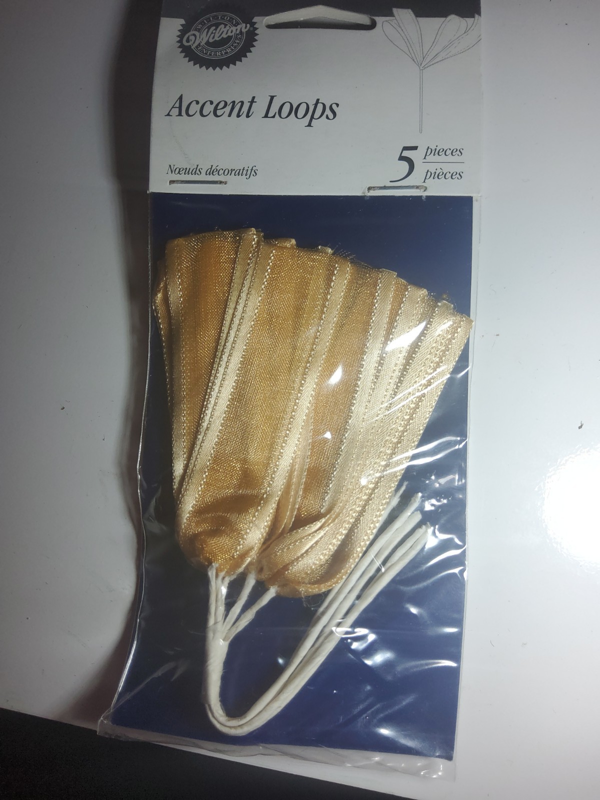 X2 Wilton Elegant Accent Loops Gold 3D Organza Ribbons Satin Wedding Cake Scrapb